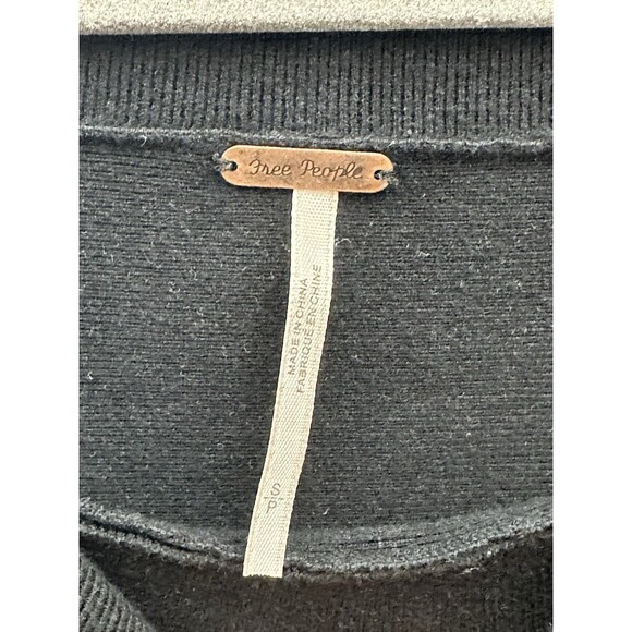 We The Free: Free People Wide Neck Sweater Womens S Black Long Sleeves w/zippers - Picture 3 of 4